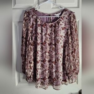 LC Lauren Conrad NWT Tan & Purple Floral Women's Top Size 0X